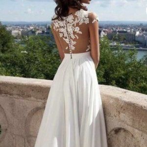A-Line/Princess Short Sleeve Wedding Dress